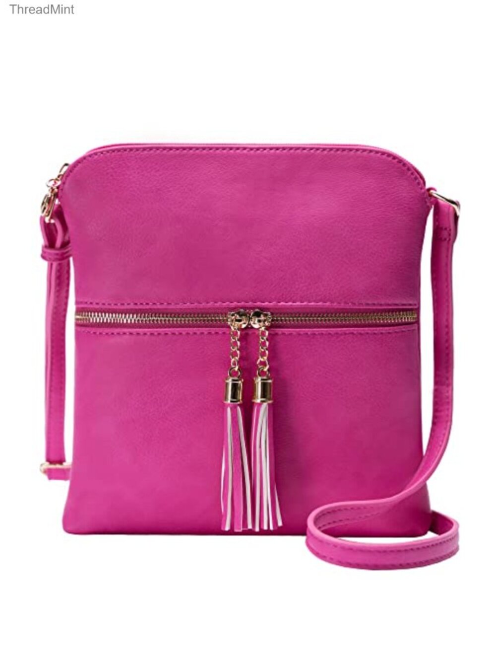 Women's Faux Leather Lightweight Medium Crossbody Purse with Tassel